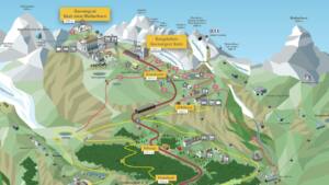 Mapa de Gornergrat no inverno.